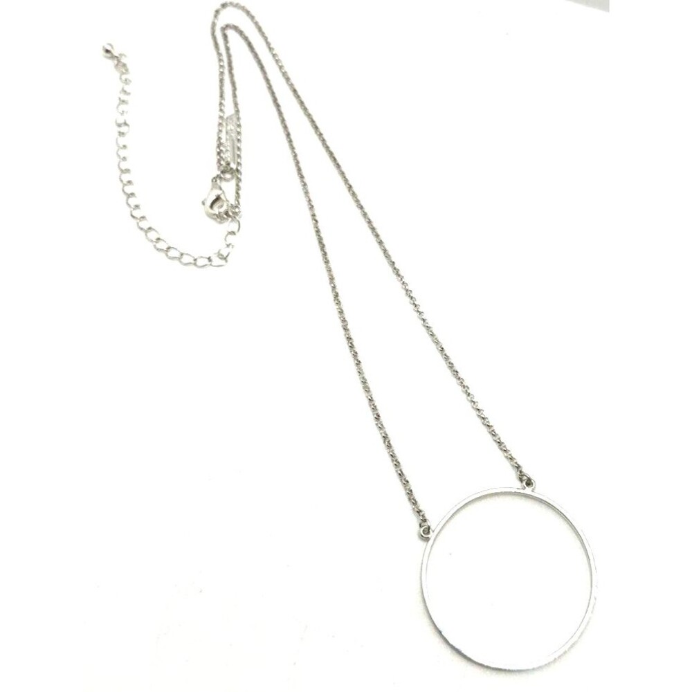 LELE SADOUGHI Ring Pendant Necklace Statement Silver Tone Minimalist 19"